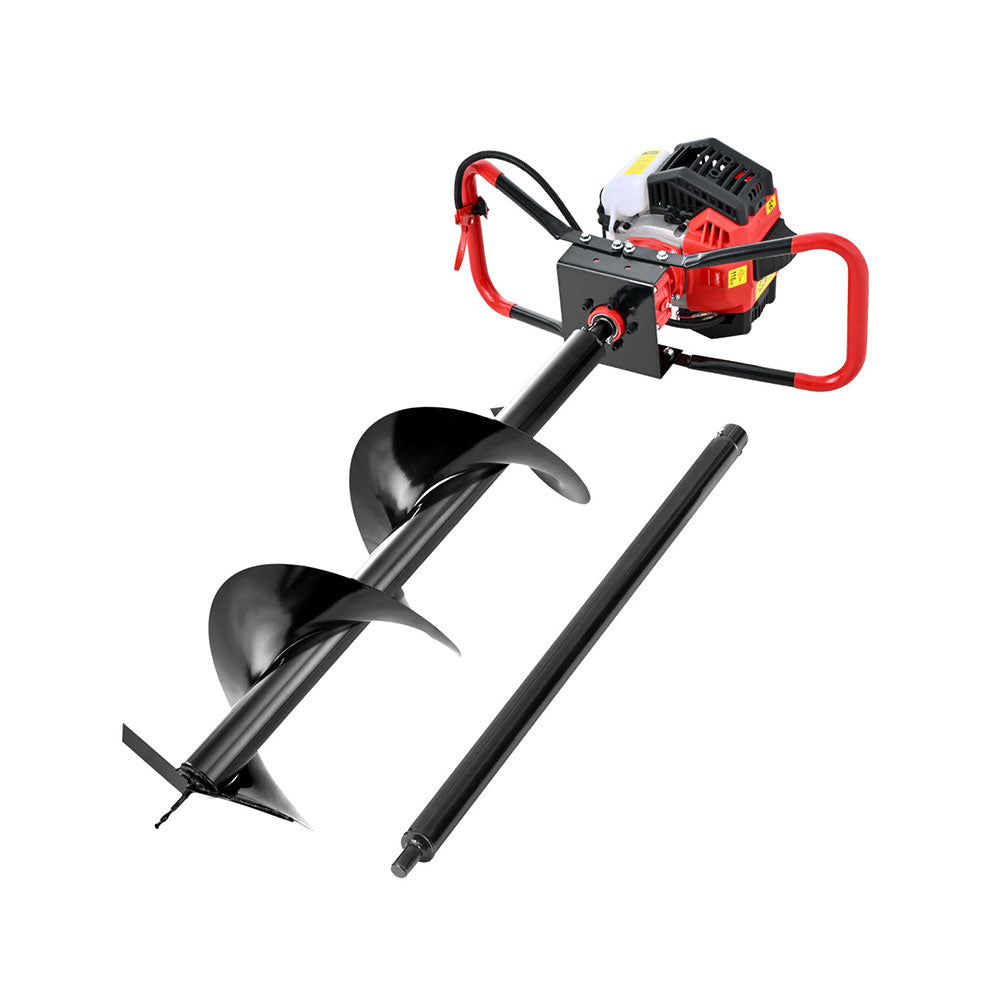 Taladro a gasolina Giantz 65CC para perforar postes, 300 mm, con brocas de extensión