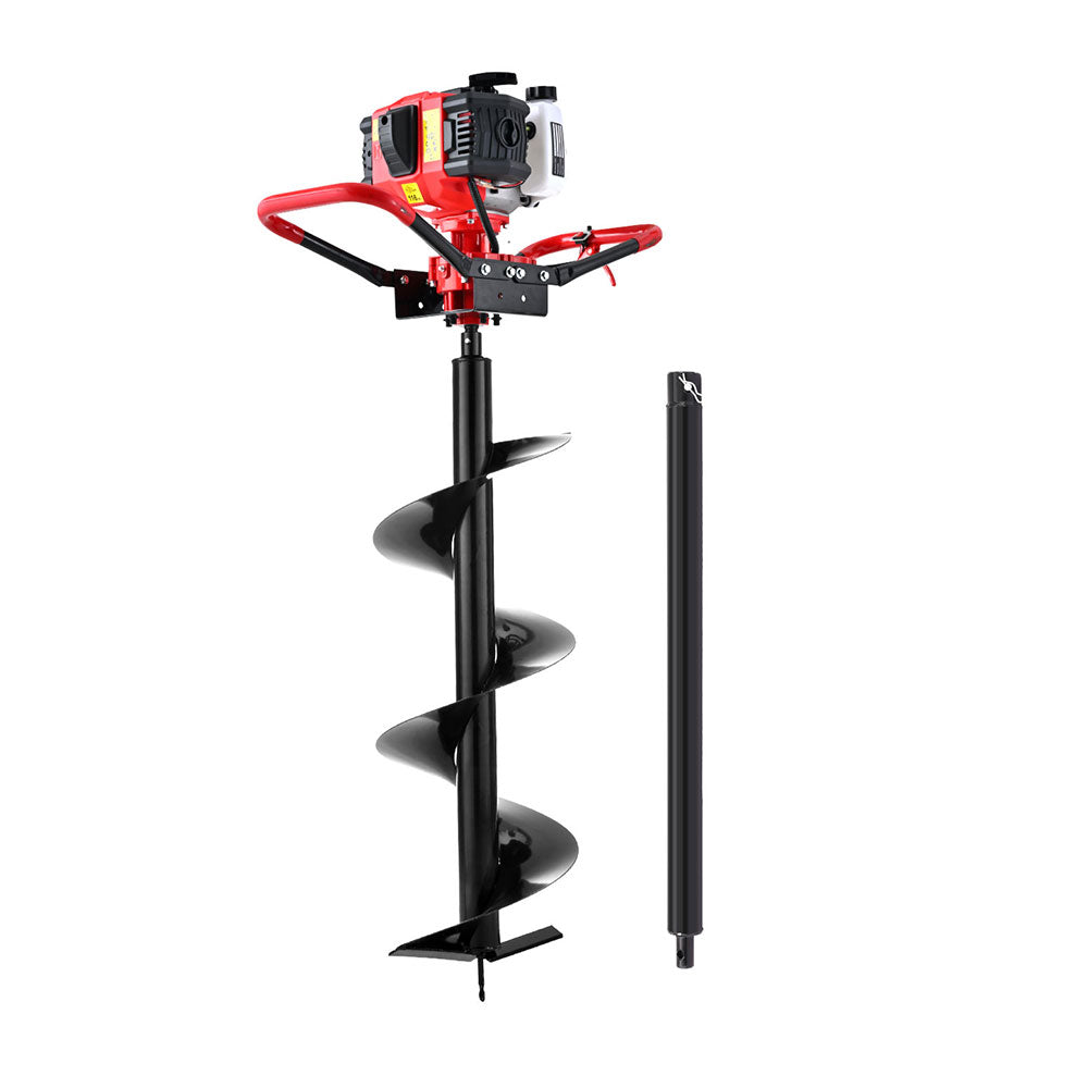 Taladro a gasolina Giantz 65CC para perforar postes, 300 mm, con brocas de extensión