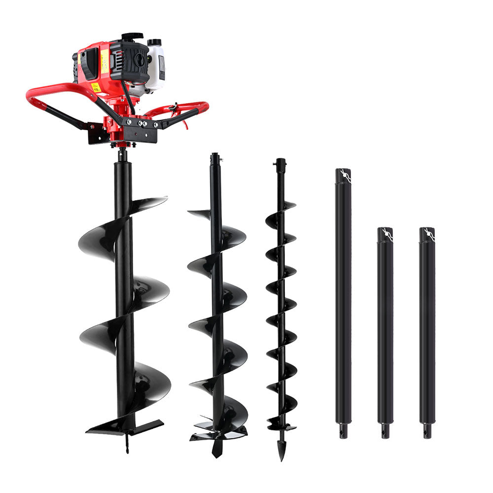 Giantz Post Hole Digger Petrol Motor Drill Extension Auger Bits Kits