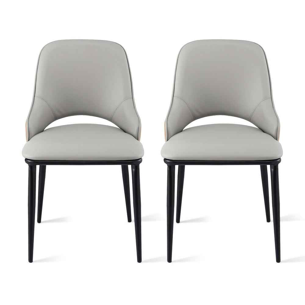Artiss 2x Dining Chairs Hollow PU Leather Kitchen Lounge Cafe Accent Chair Grey