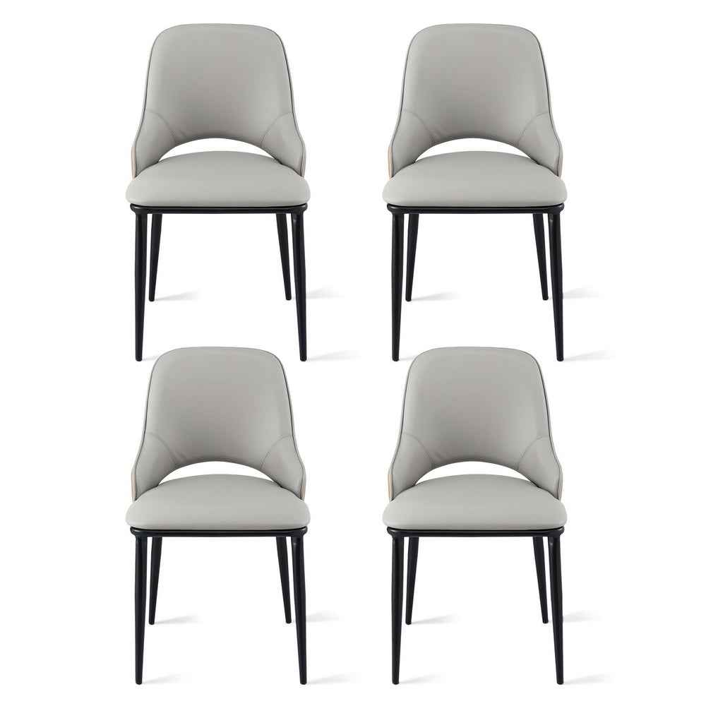 Artiss 4x Dining Chairs Hollow PU Leather Kitchen Lounge Cafe Accent Chair Grey