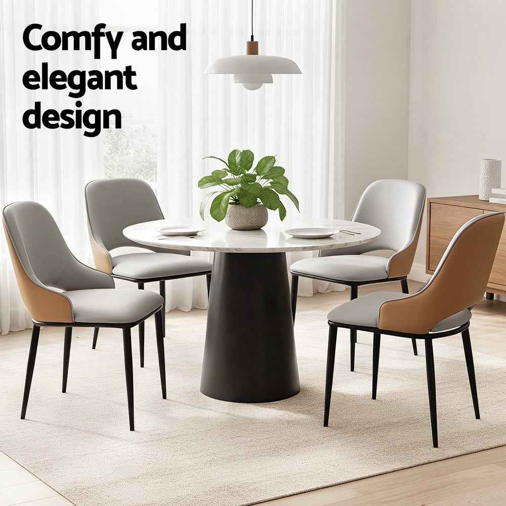 Artiss 4x Dining Chairs Hollow PU Leather Kitchen Lounge Cafe Accent Chair Grey