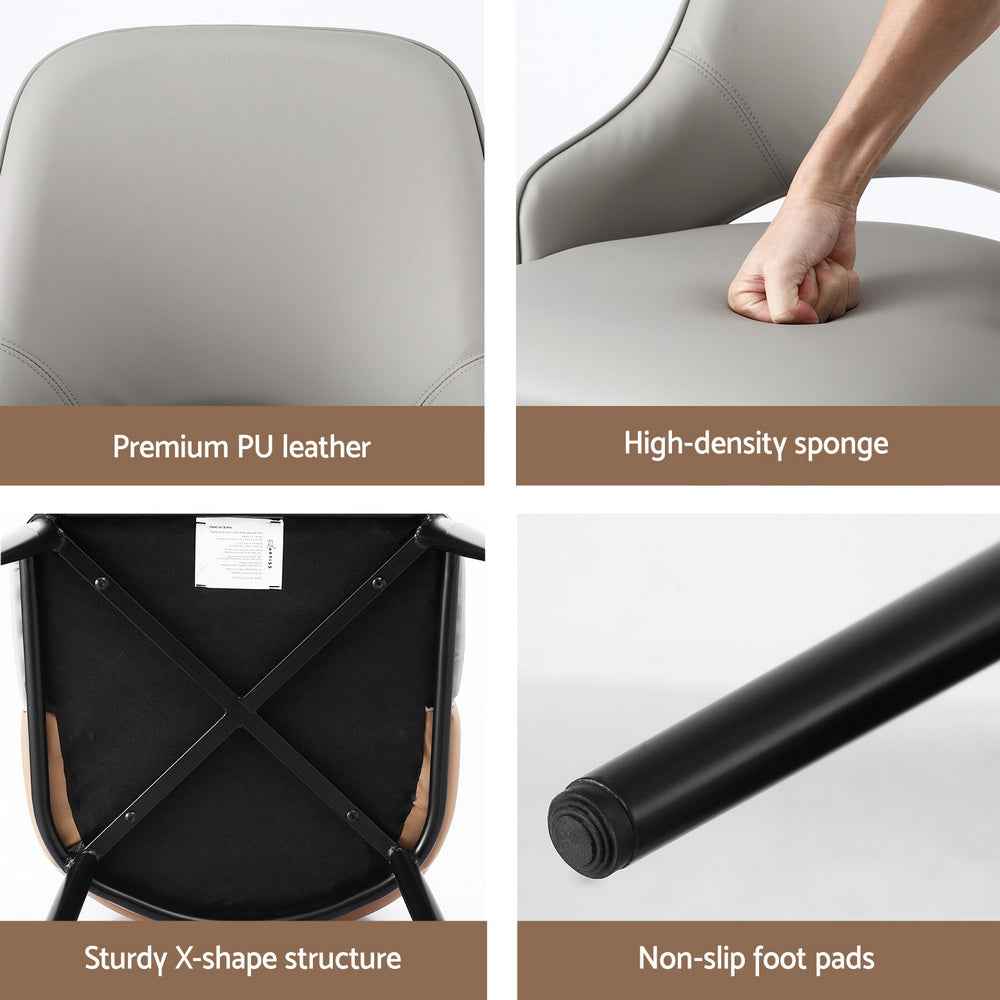 Artiss 4x Dining Chairs Hollow PU Leather Kitchen Lounge Cafe Accent Chair Grey