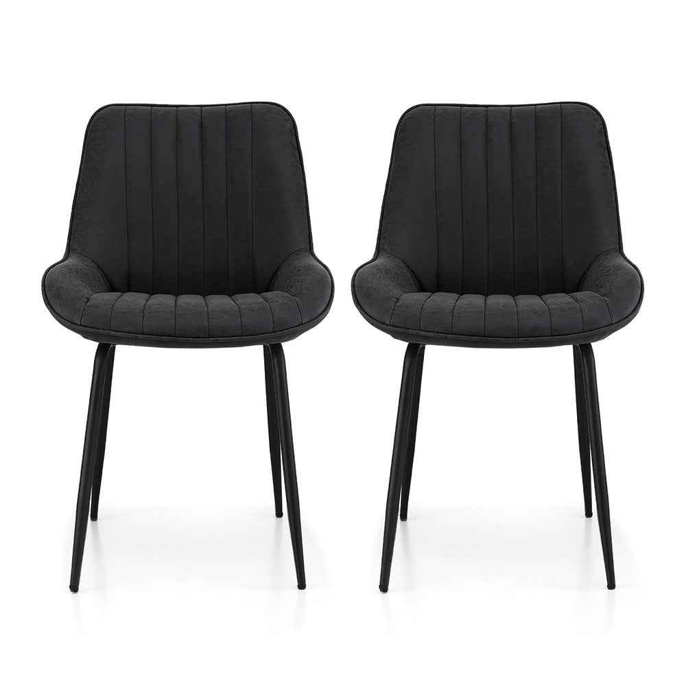 Artiss 2x Dining Chairs Retro PU Leather Kitchen Lounge Cafe Accent Chair Black