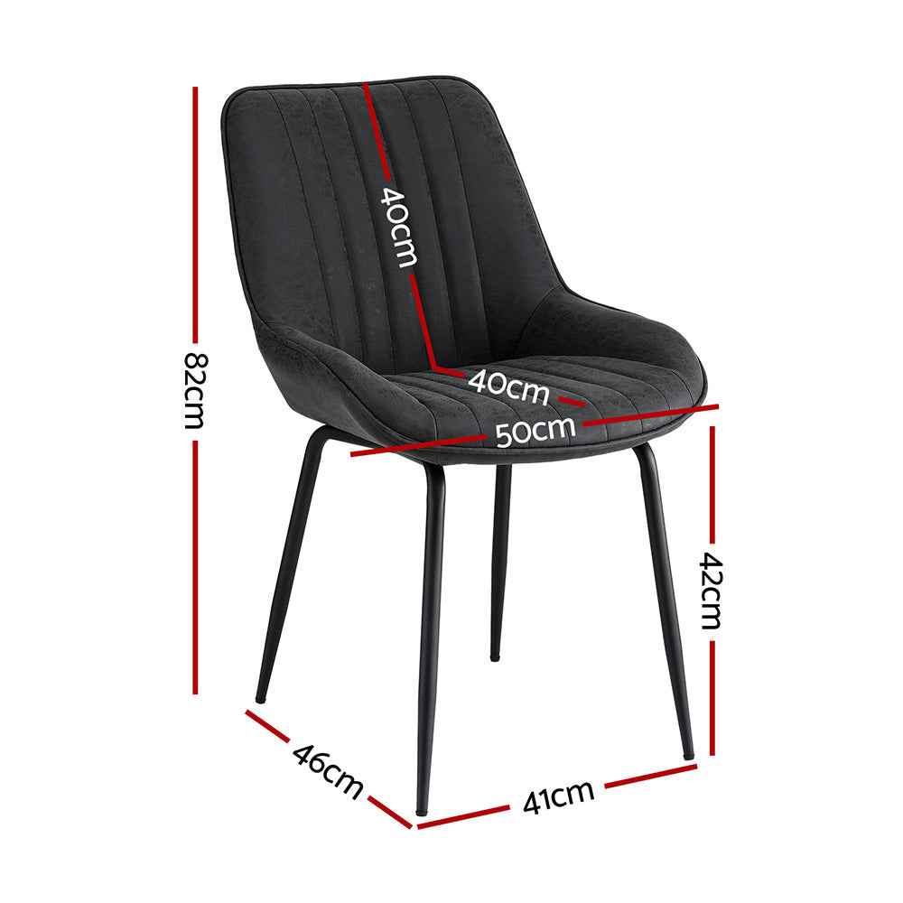 Artiss 2x Dining Chairs Retro PU Leather Kitchen Lounge Cafe Accent Chair Black