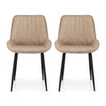 Artiss 2x Dining Chairs Retro PU Leather Kitchen Lounge Cafe Accent Chair Khaki