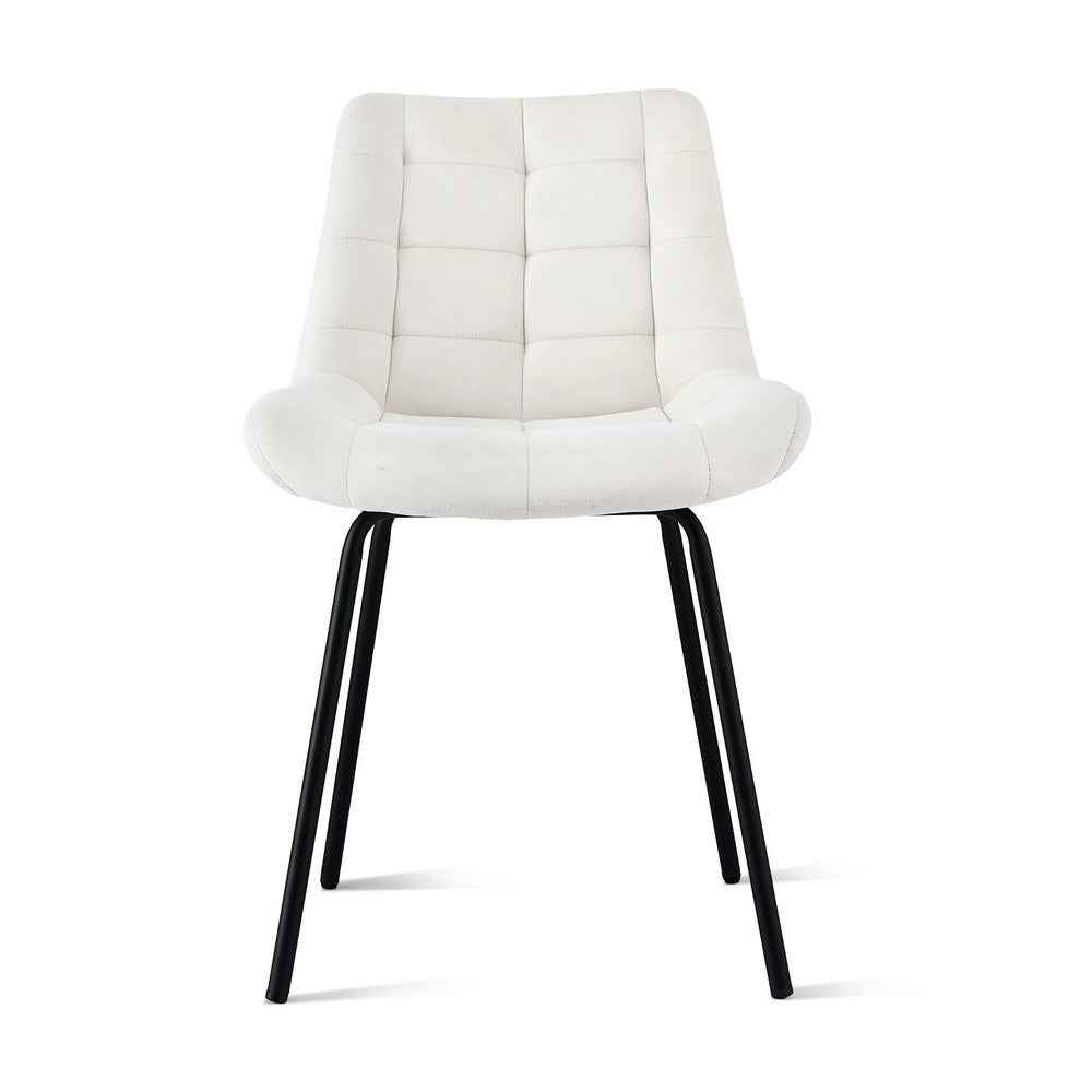 Artiss 2x Dining Chairs Velvet Tufted Kitchen Lounge Cafe Accent Chair Beige