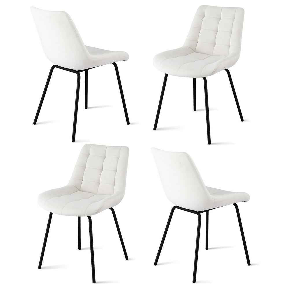 Artiss 4x Dining Chairs Velvet Tufted Kitchen Lounge Cafe Accent Chair Beige