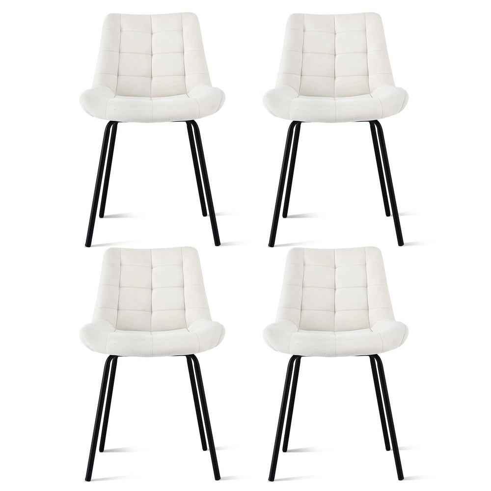 Artiss 4x Dining Chairs Velvet Tufted Kitchen Lounge Cafe Accent Chair Beige