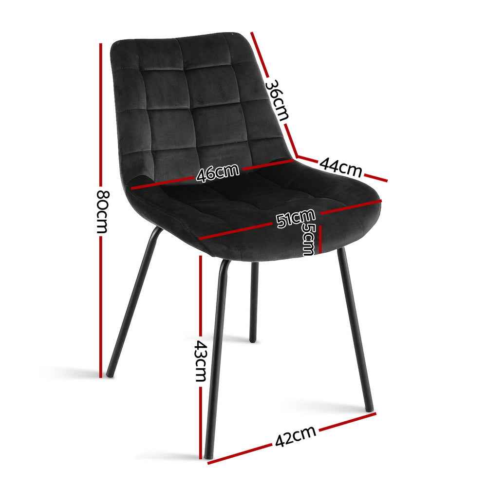 Artiss 2x Dining Chairs Velvet Tufted Kitchen Lounge Cafe Accent Chair Black