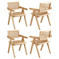 Artiss 4x Dining Chairs Wooden Rattan Seat Rubber Wood Frame