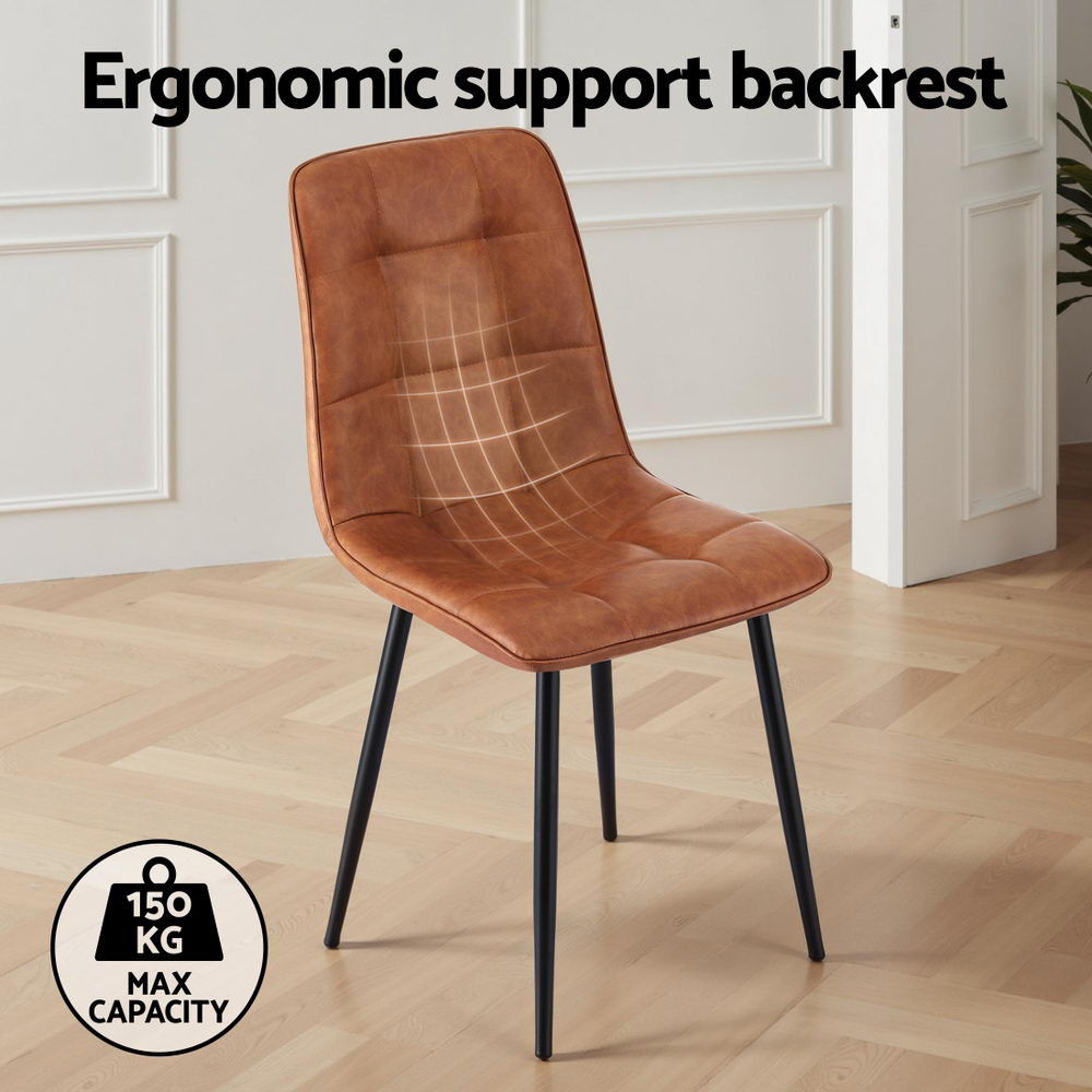 Artiss 4x Dining Chairs Retro PU Leather Kitchen Lounge Cafe Accent Chair Brown