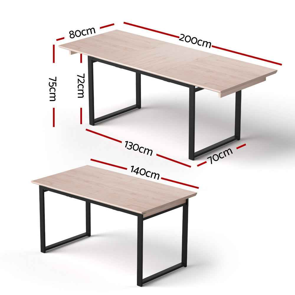 Artiss 2M Extendable Dining Table Kitchen Cafe Lounge Restaurant Tables Natural