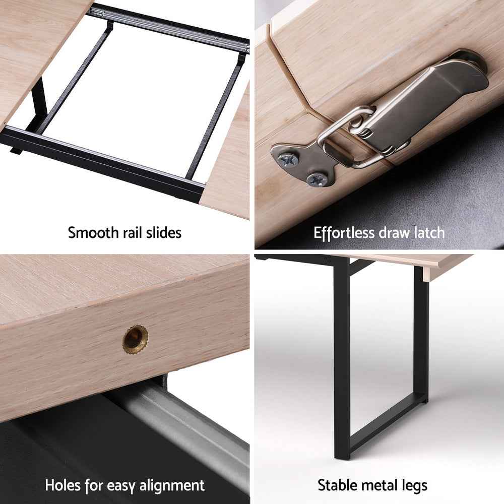 Artiss 2M Extendable Dining Table Kitchen Cafe Lounge Restaurant Tables Natural