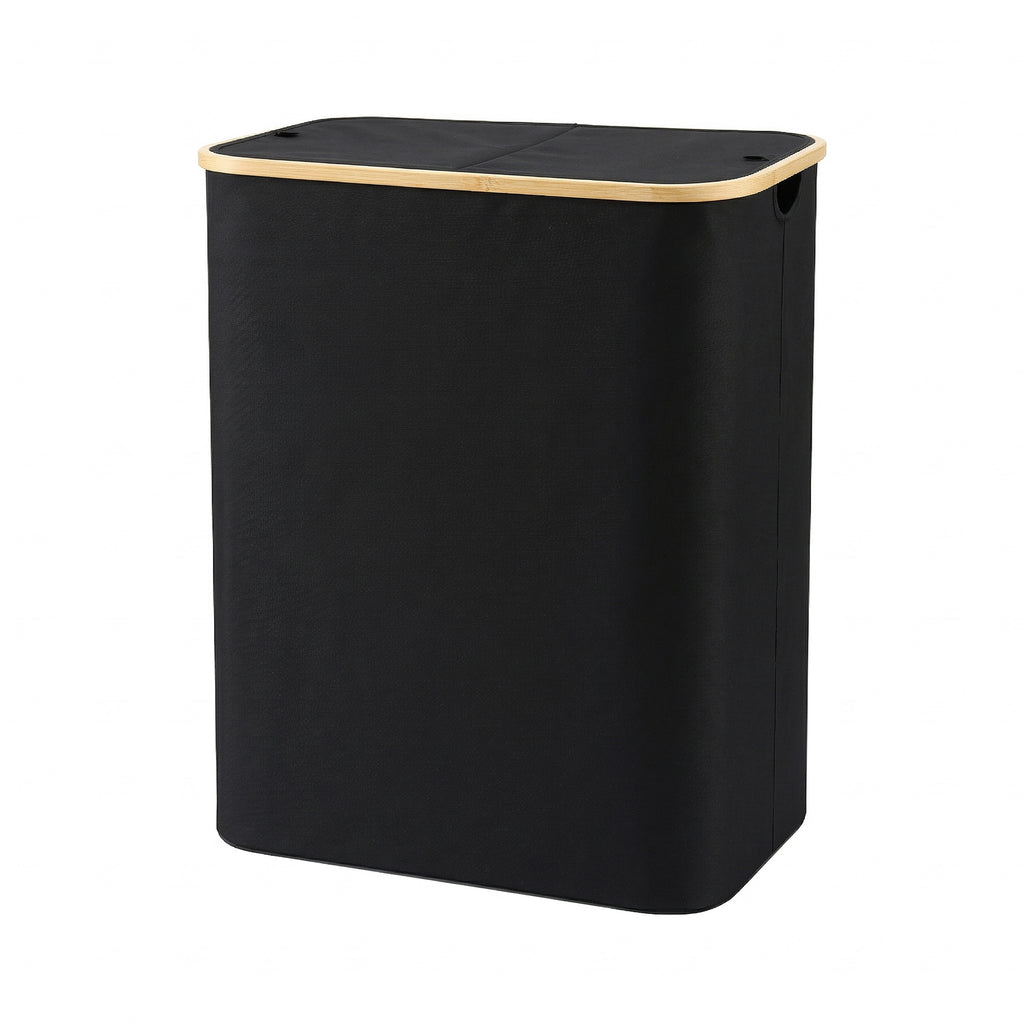 Artiss 2 Sections Laundry Basket with Removable Bags Foldable Black