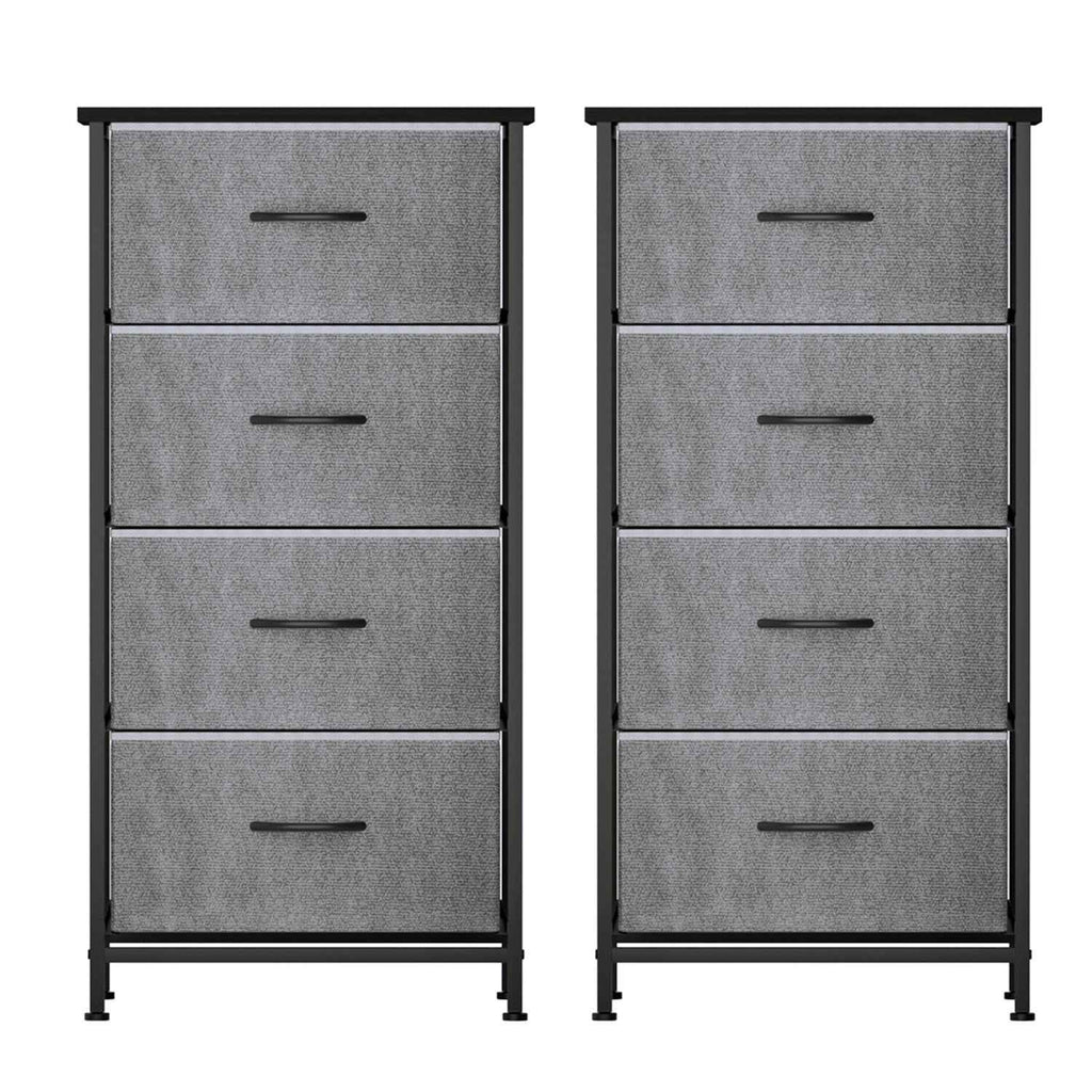 Artiss Set of 2 Chest of 4 Drawers Storage Dresser Tallboy Grey