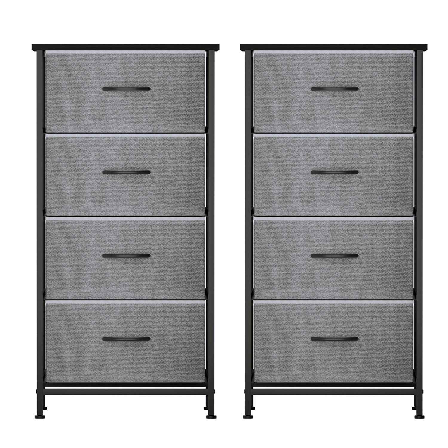 Artiss Set of 2 Chest of 4 Drawers Storage Dresser Tallboy Grey