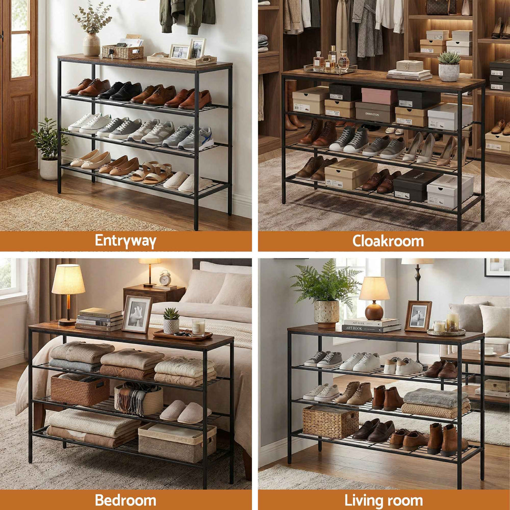 Artiss Shoe Rack 4 tier Storage Organiser Walnut