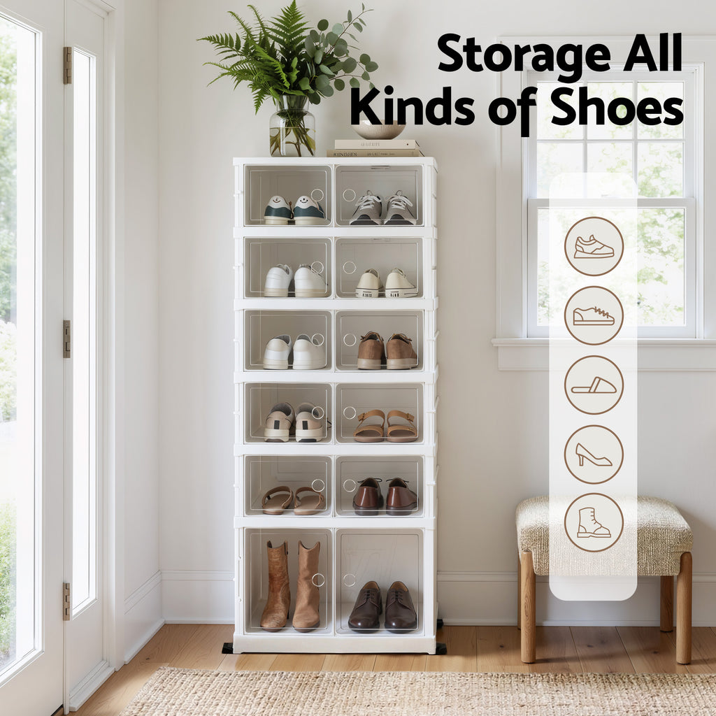 Artiss Foldable Shoe Storage Box 6 Tier 12 Pairs Entryway