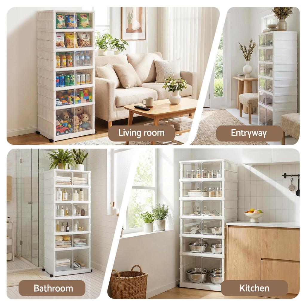 Artiss Foldable Shoe Storage Box 6 Tier 12 Pairs Entryway