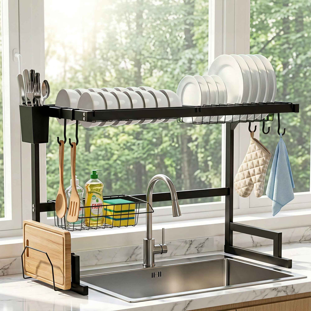 Cefito Dish Drying Rack for Kitchen Storage Organisation Kitchen Sink Organiser Dish Drainer