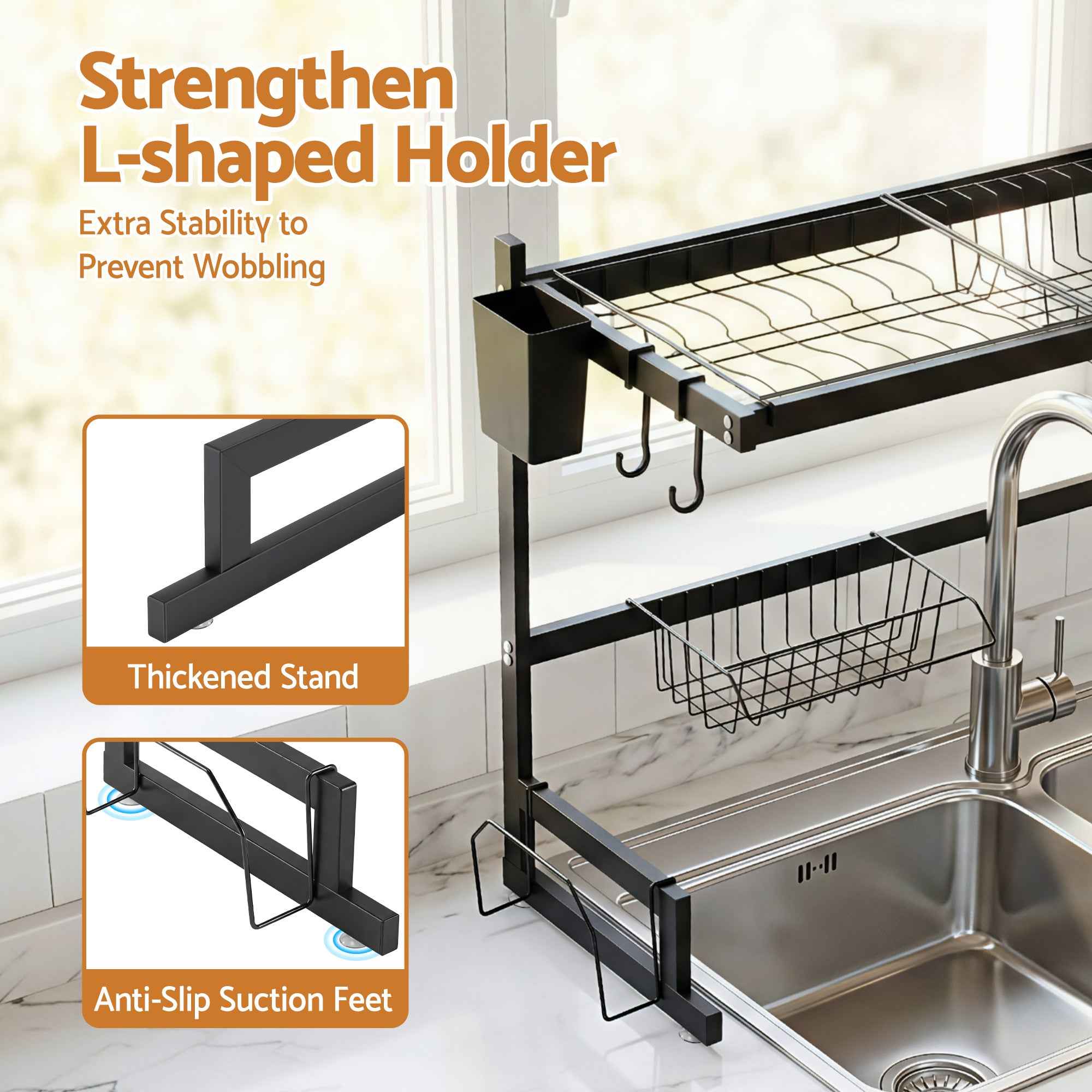Cefito Dish Drying Rack for Kitchen Storage Organisation Kitchen Sink Organiser Dish Drainer