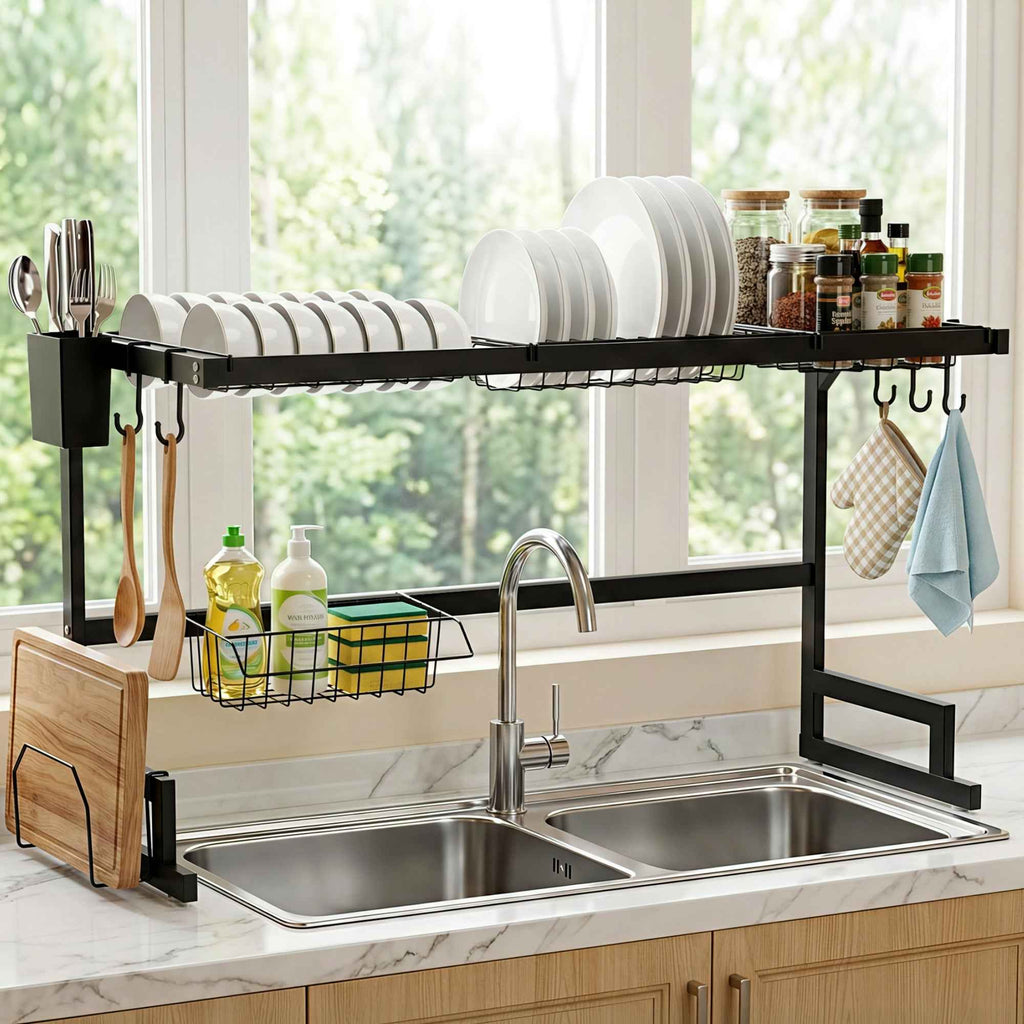 Cefito Dish Drying Rack for Kitchen Storage Organisation Kitchen Sink Organiser Dish Drainer