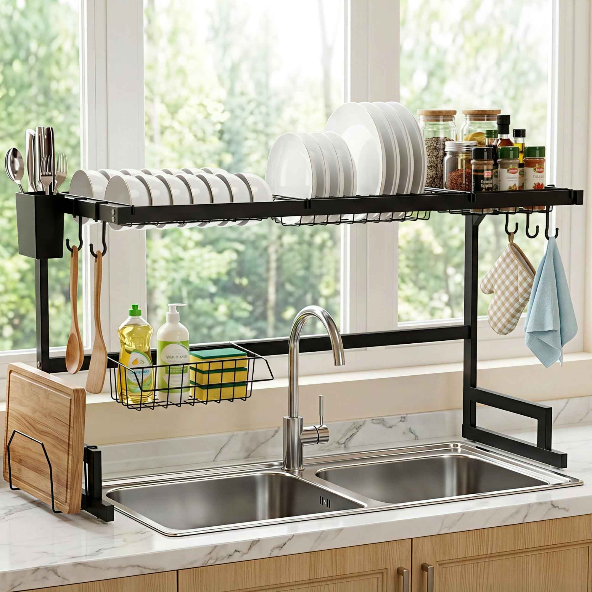Cefito Dish Drying Rack for Kitchen Storage Organisation Kitchen Sink Organiser Dish Drainer