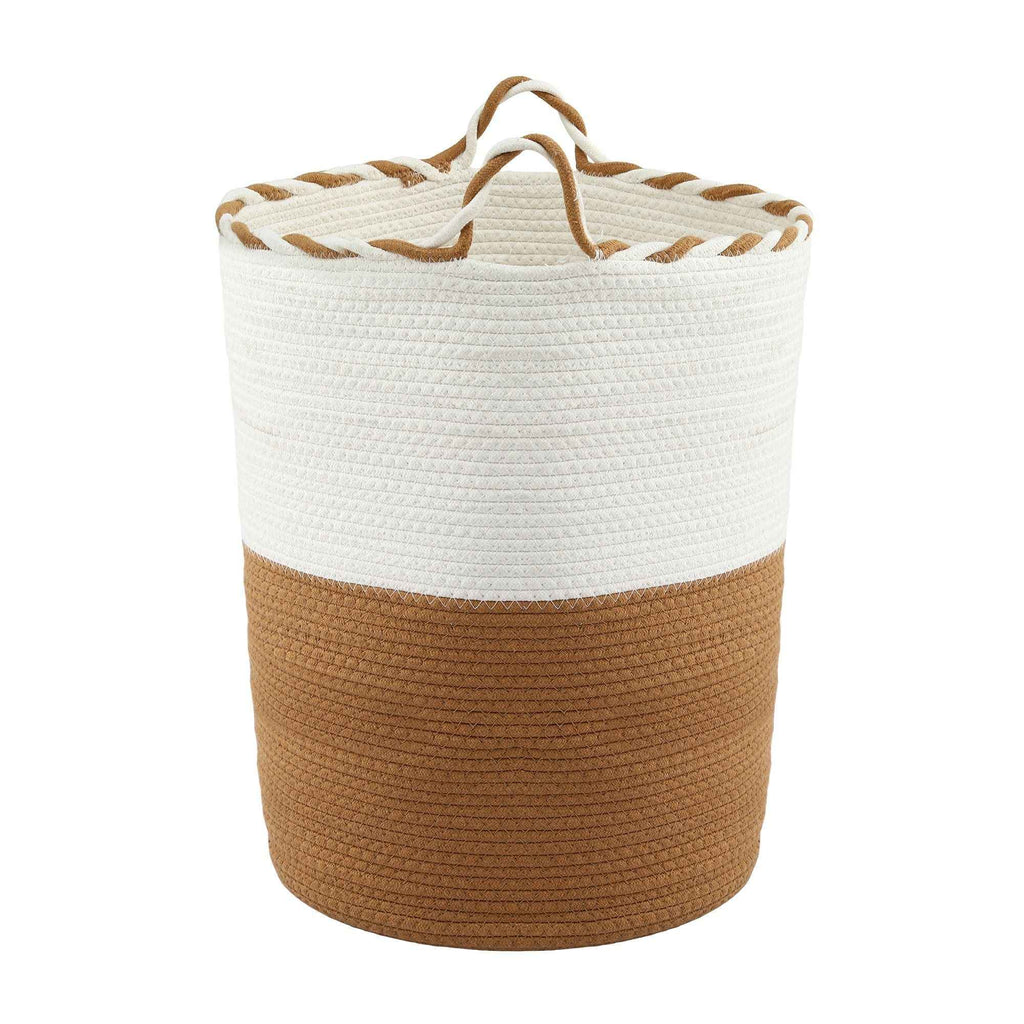 Artiss Woven Laundry Basket with handles Foldable White & Brown