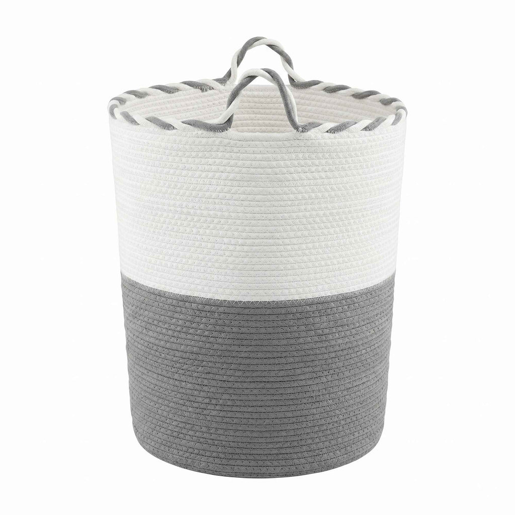 Artiss Woven Laundry Basket with handles Foldable White & Grey