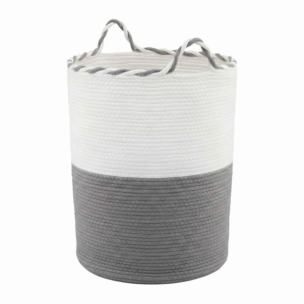 Artiss Woven Laundry Basket with handles Foldable White & Grey