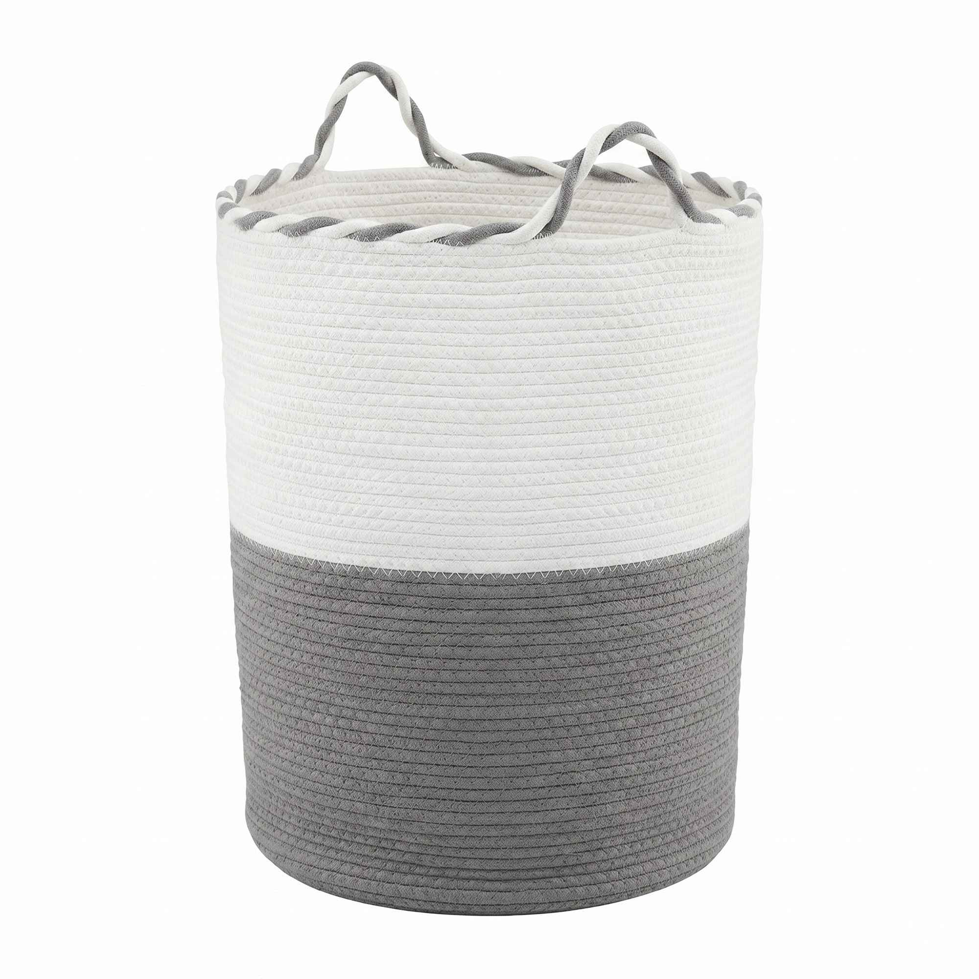 Artiss Woven Laundry Basket with handles Foldable White & Grey