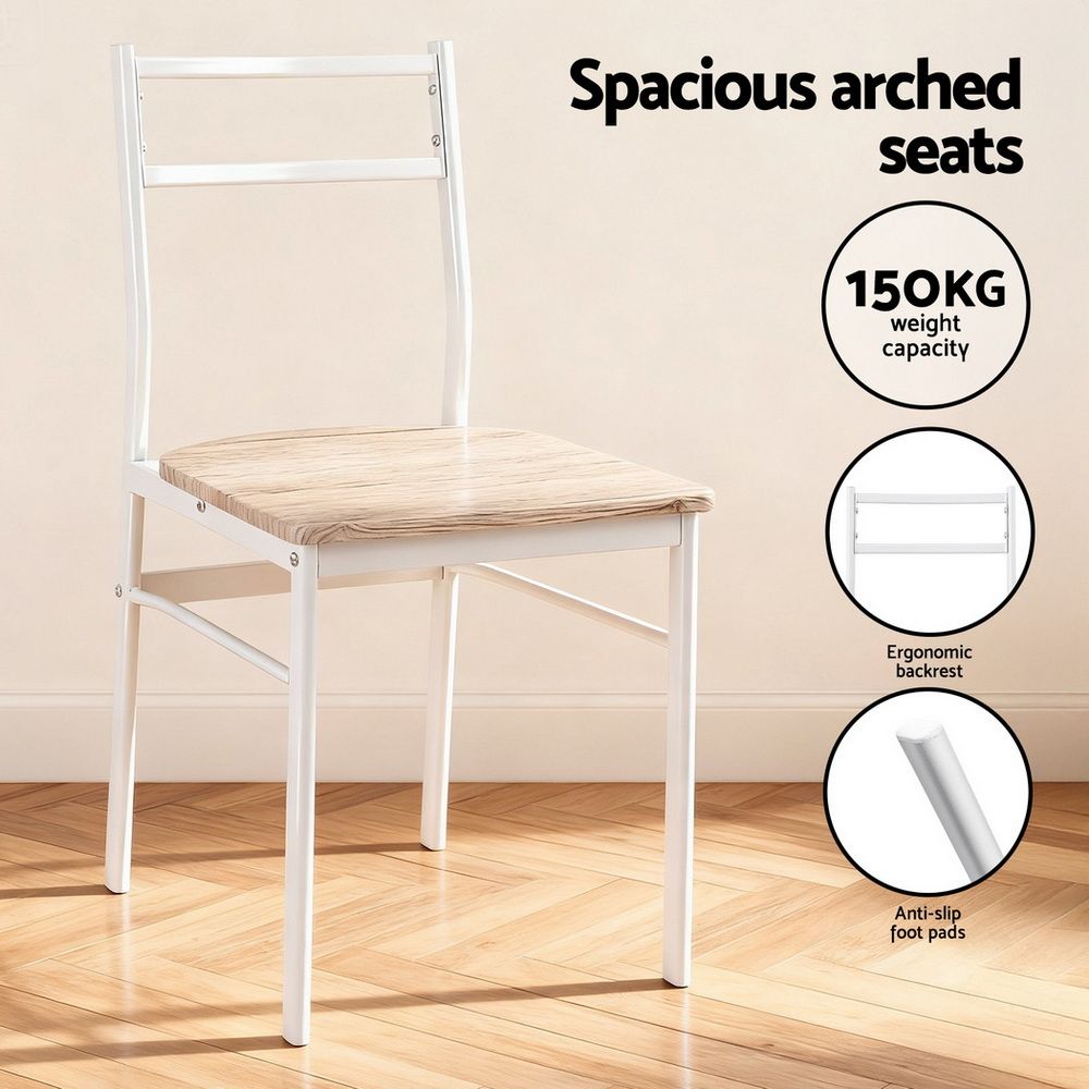 Artiss Dining Table and Chairs Set 5pcs Foldable Kitchen Furniture Natural White