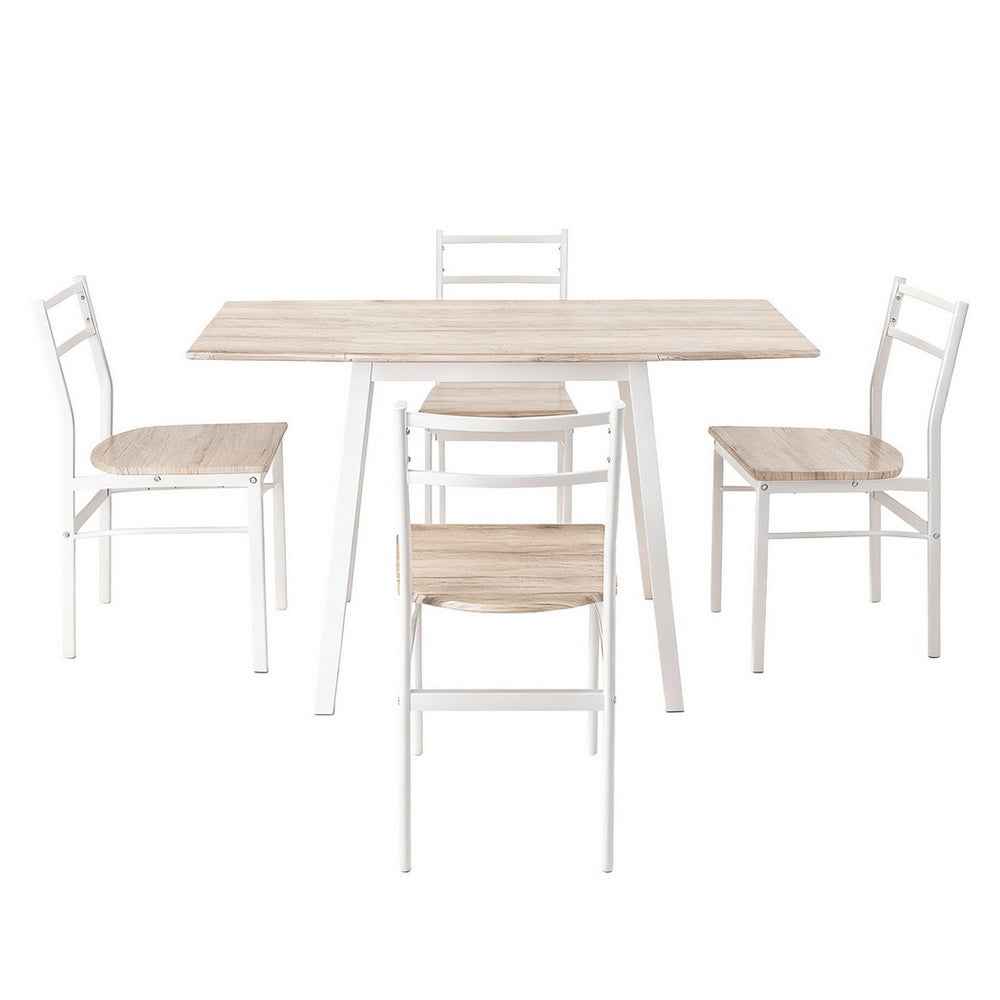 Artiss Dining Table and Chairs Set 5pcs Foldable Kitchen Furniture Natural White