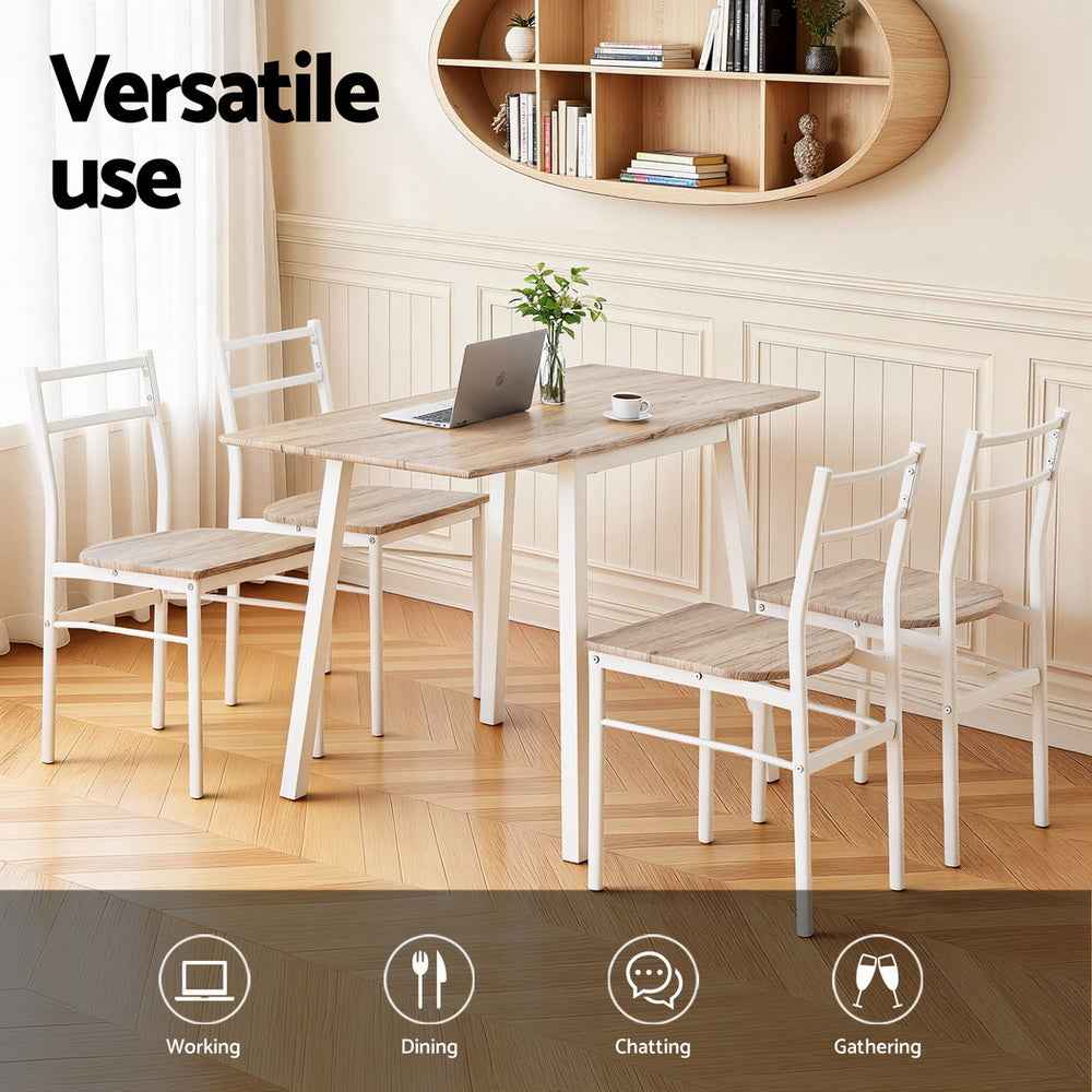 Artiss Dining Table and Chairs Set 5pcs Foldable Kitchen Furniture Natural White