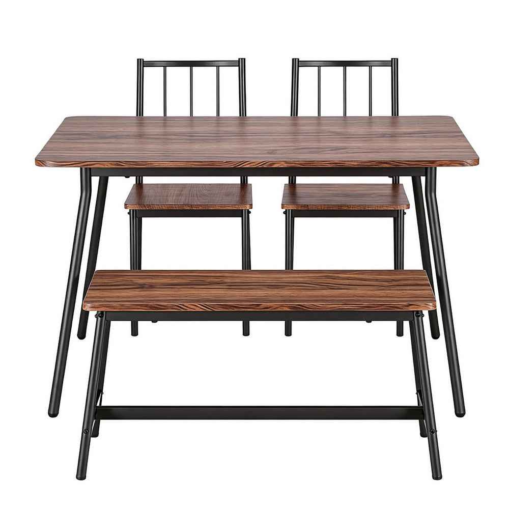 Artiss Dining Table and Chairs Set of 4 Bench Kitchen Furniture Rustic Brown