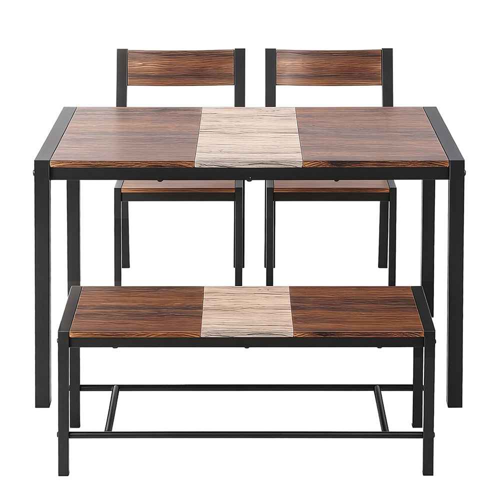 Artiss Dining Table and Chairs Set of 4 Bench Kitchen Furniture Rustic Brown