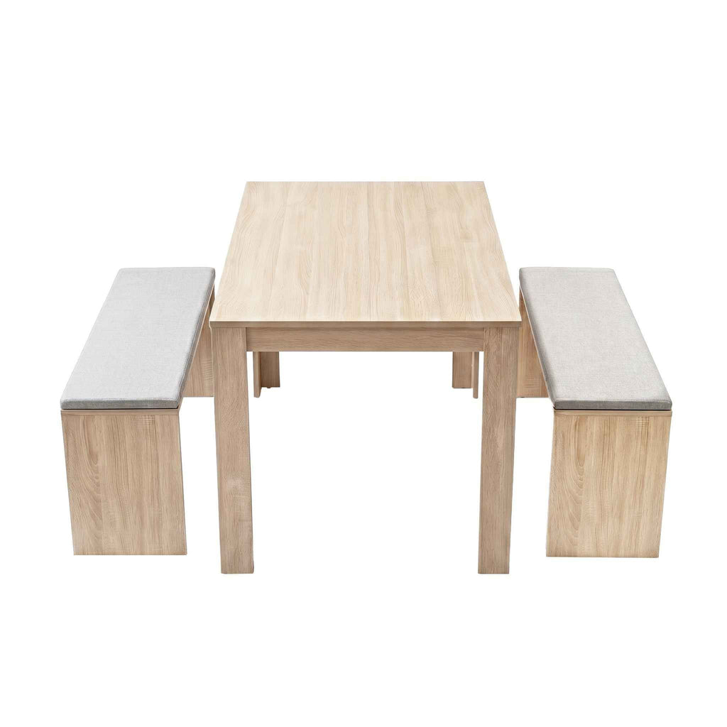 Artiss 3 Piece Dining Sets, 120cm Wooden Dining Table and 2 Upholstered Chairs Set, Space-Saving Modern Kitchen Dining Suite for Home Apartment (Oak)
