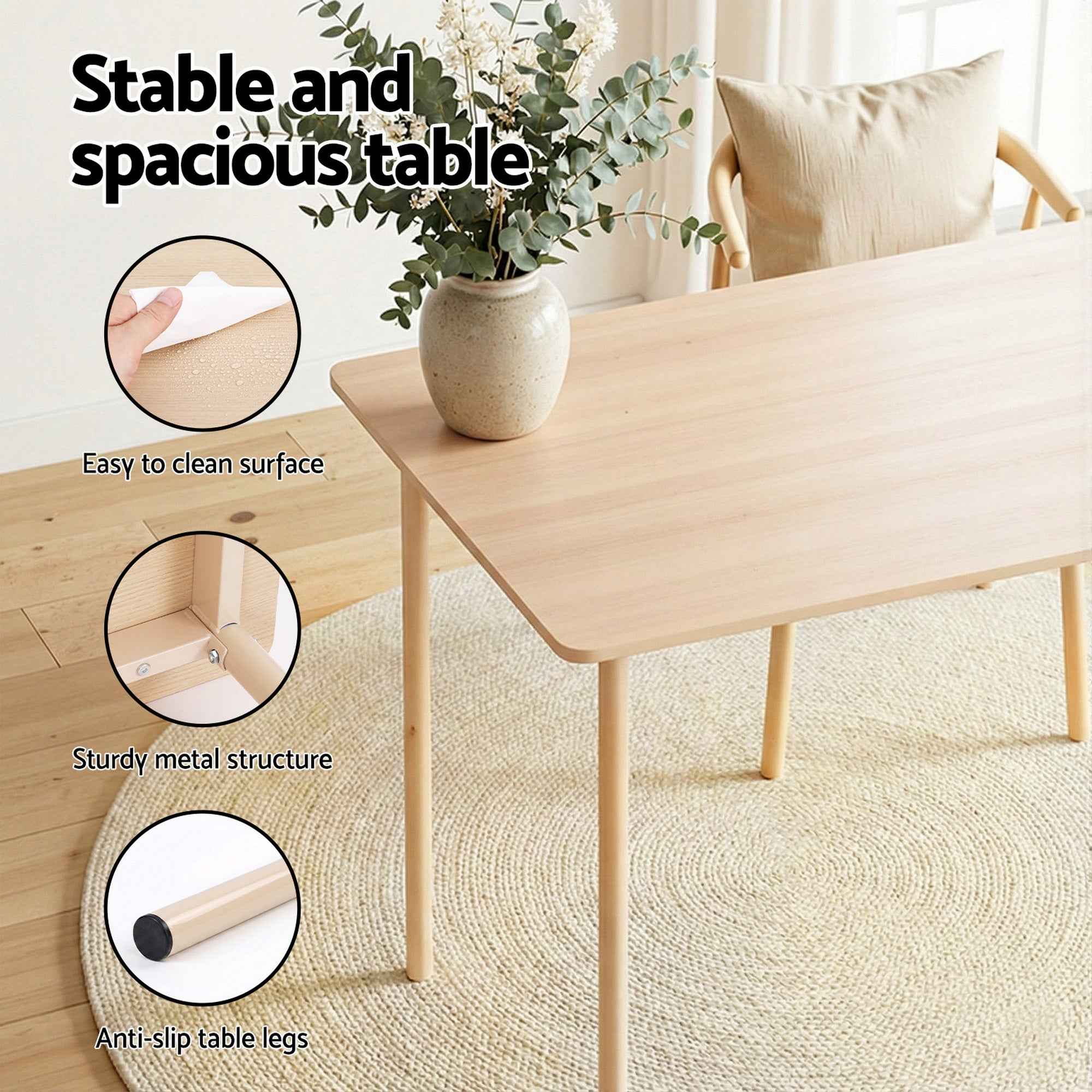 Artiss Dining Table and Chairs Set of 5 Compact Kitchen Furniture Natural Beige