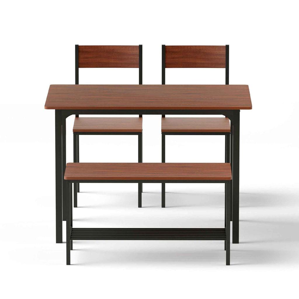 Artiss Dining Table and Chairs Set of 4 Storage Bench Kitchen Furniture Walnut