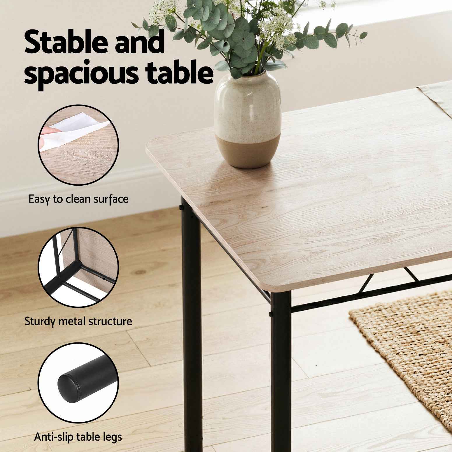 Artiss Dining Table and Chairs Set of 5 Compact Kitchen Furniture Modern Oak