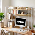 Artist Desk Organizer 2-Tier Desk Shelf 24cm Depth for Unblocked Monitor View Asymmetrical Desk Hutch Dorm for WFH & Gaming Heavy-Duty