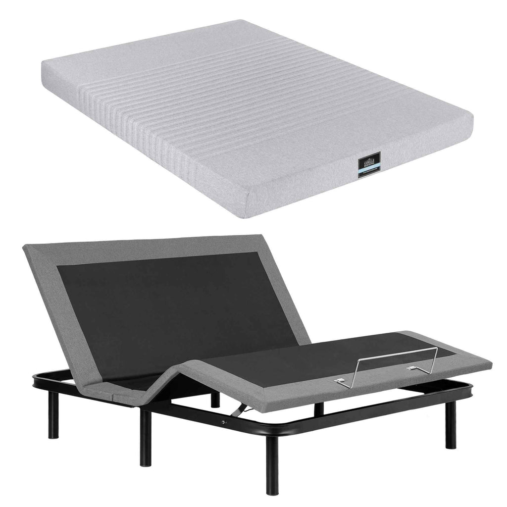 Artiss King Bed Frame and Giselle Bedding King Memory Foam Mattress Set, Electric Bed Base with Zero Gravity & 7 Zone Cooling Comfort for Back Pain Relief, Black & Grey, 15cm Thickness