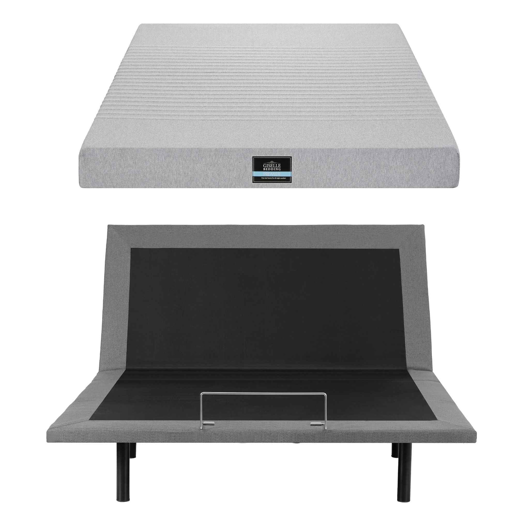 Artiss Queen Bed Frame and Giselle Bedding Queen Memory Foam Mattress Set, Electric Bed Base with Zero Gravity & 7 Zone Cooling Comfort for Back Pain Relief, Black & Grey, 15cm Thickness
