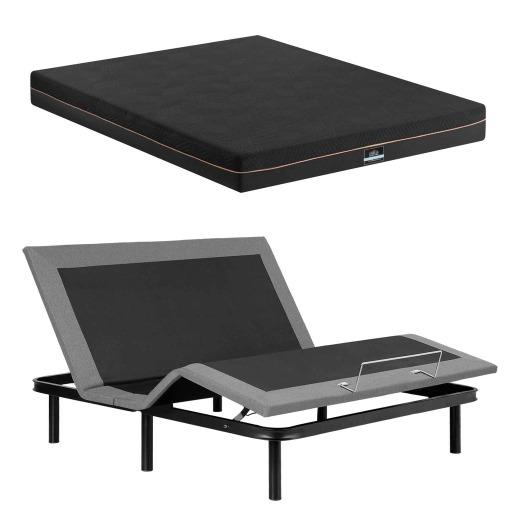 Artiss King size bed frame with Giselle Bedding King Mattress, adjustable bed Base Combo for Snoring Relief, Independent Head Foot Incline, Wireless Remote, Black,18cm Thickness