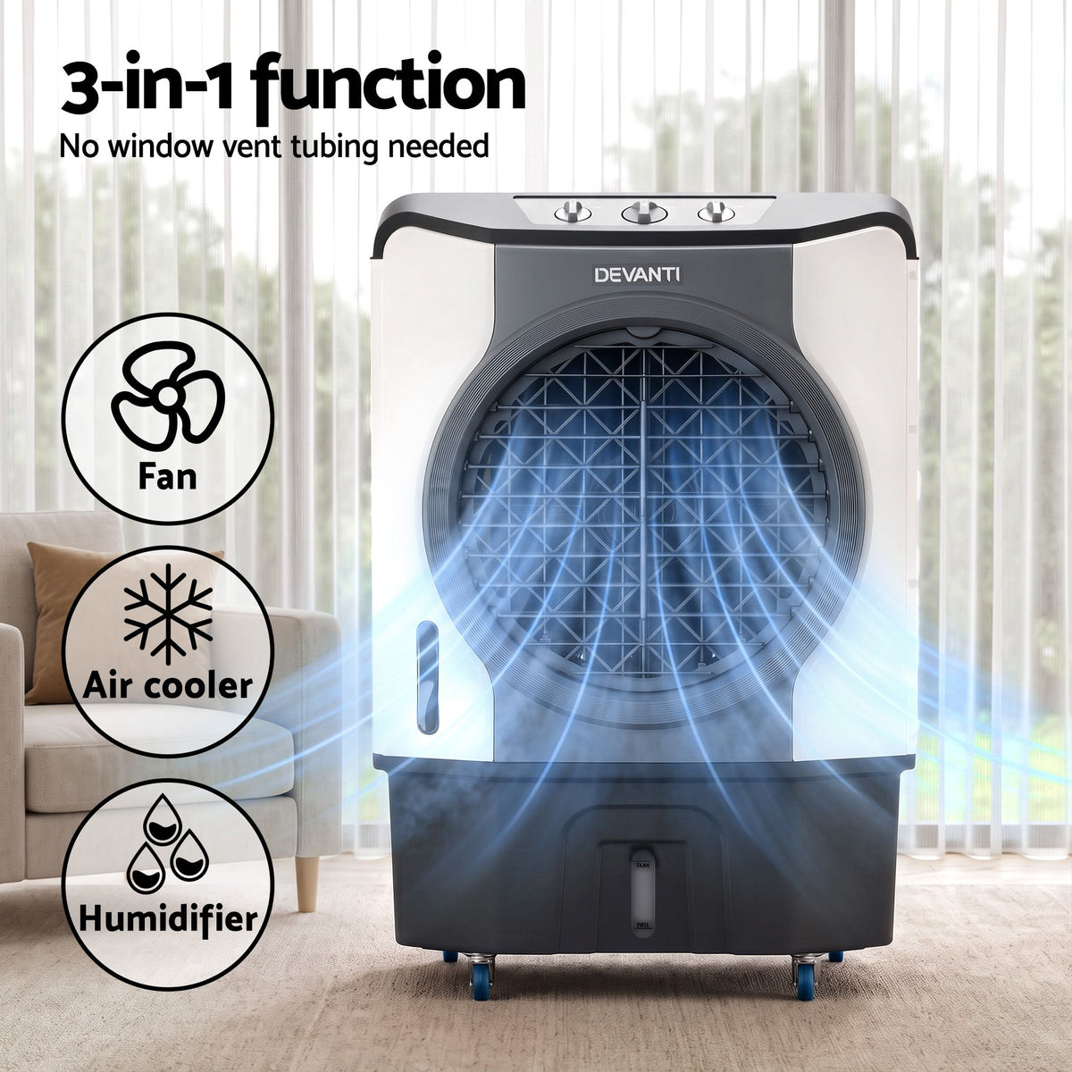 Devanti Evaporative Air Cooler Conditioner Commercial 45L