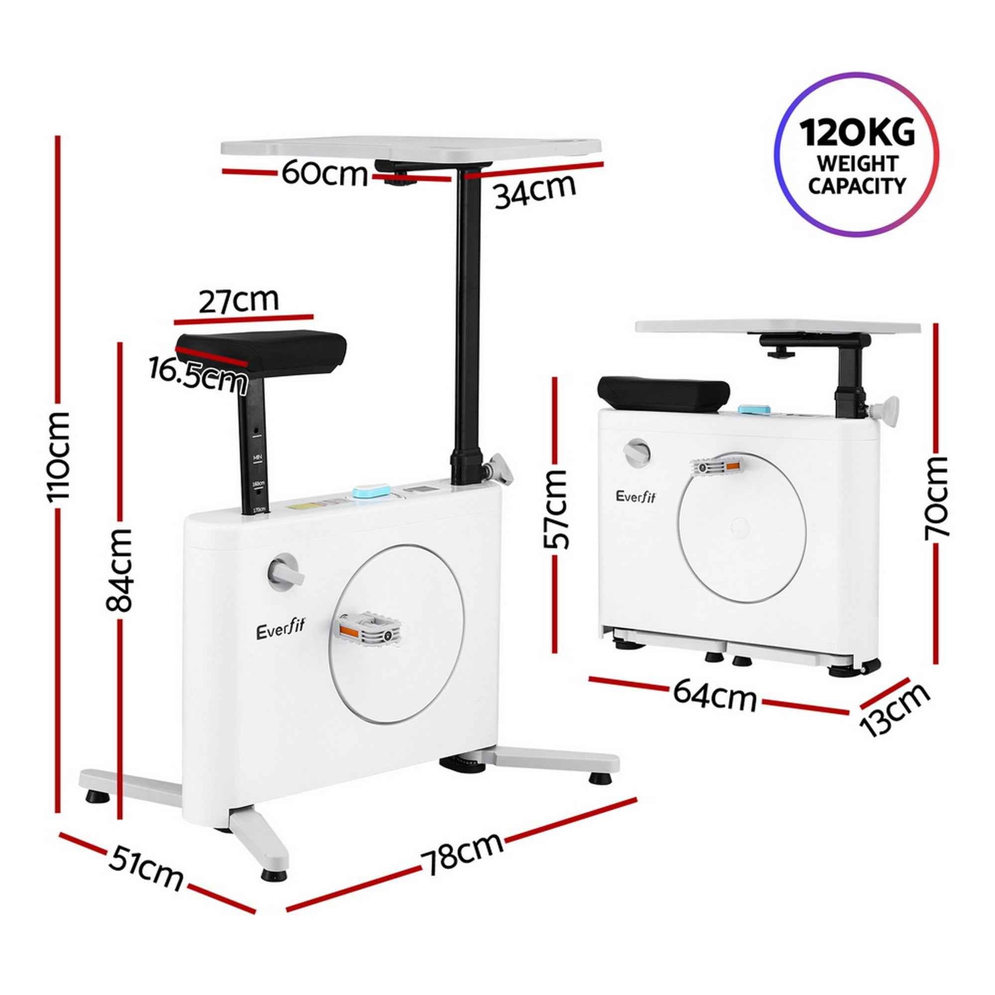 Everfit Exercise Bike Magnetic Desk Bike with Tabletop Fitness Home Workout Gym