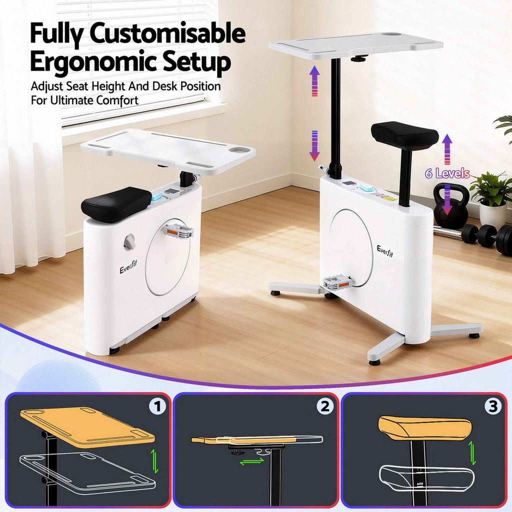 Everfit Exercise Bike Magnetic Desk Bike with Tabletop Fitness Home Workout Gym