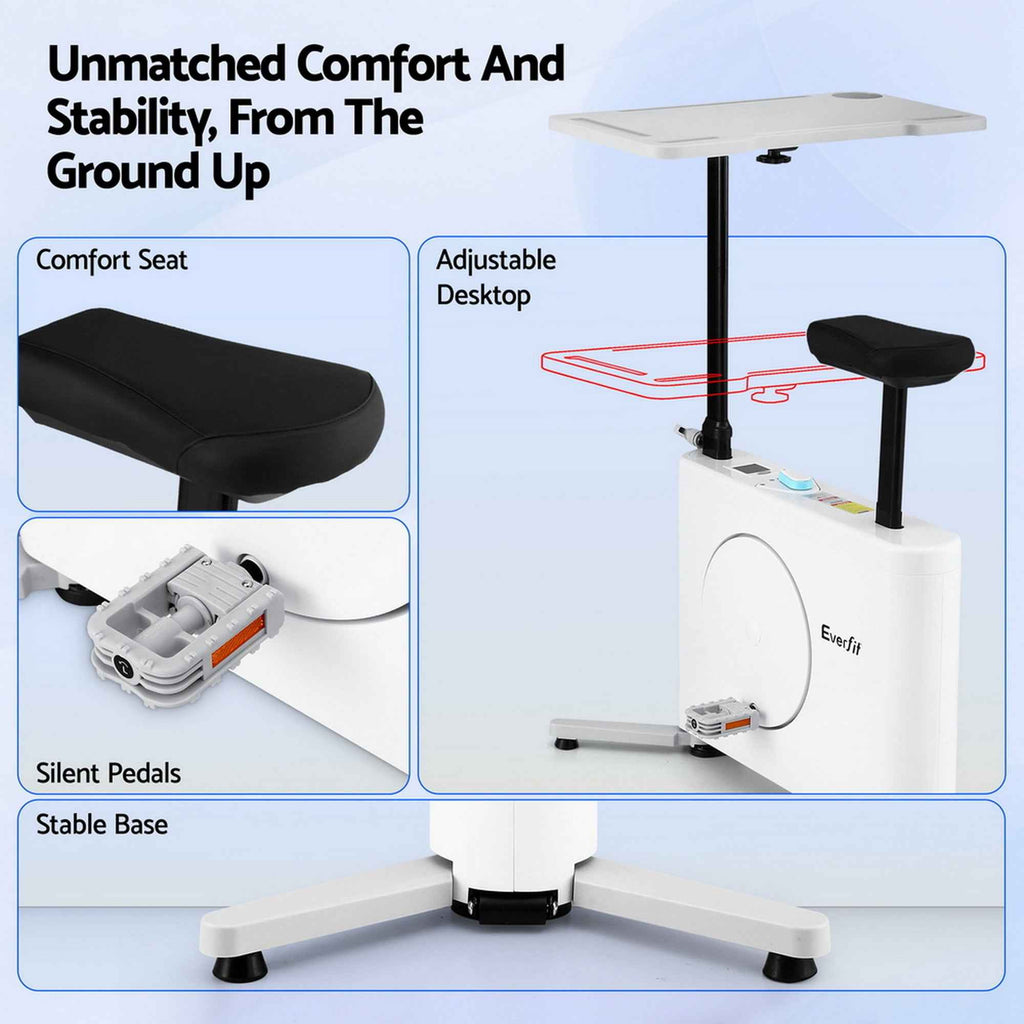 Everfit Exercise Bike Magnetic Desk Bike with Tabletop Fitness Home Workout Gym