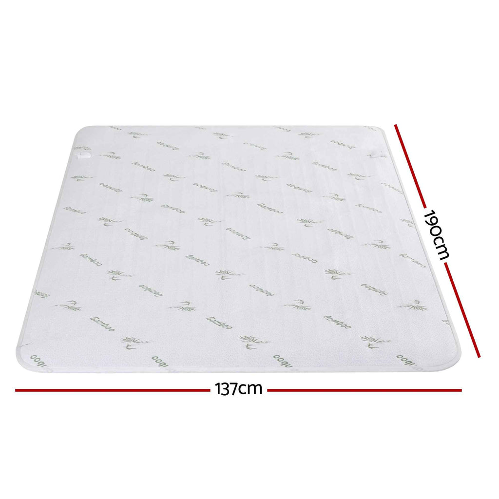 Giselle Electric Blanket Bamboo Fabric Double Fitted Heated Pad Underlay Washable Winter
